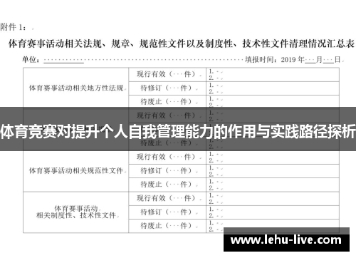 体育竞赛对提升个人自我管理能力的作用与实践路径探析